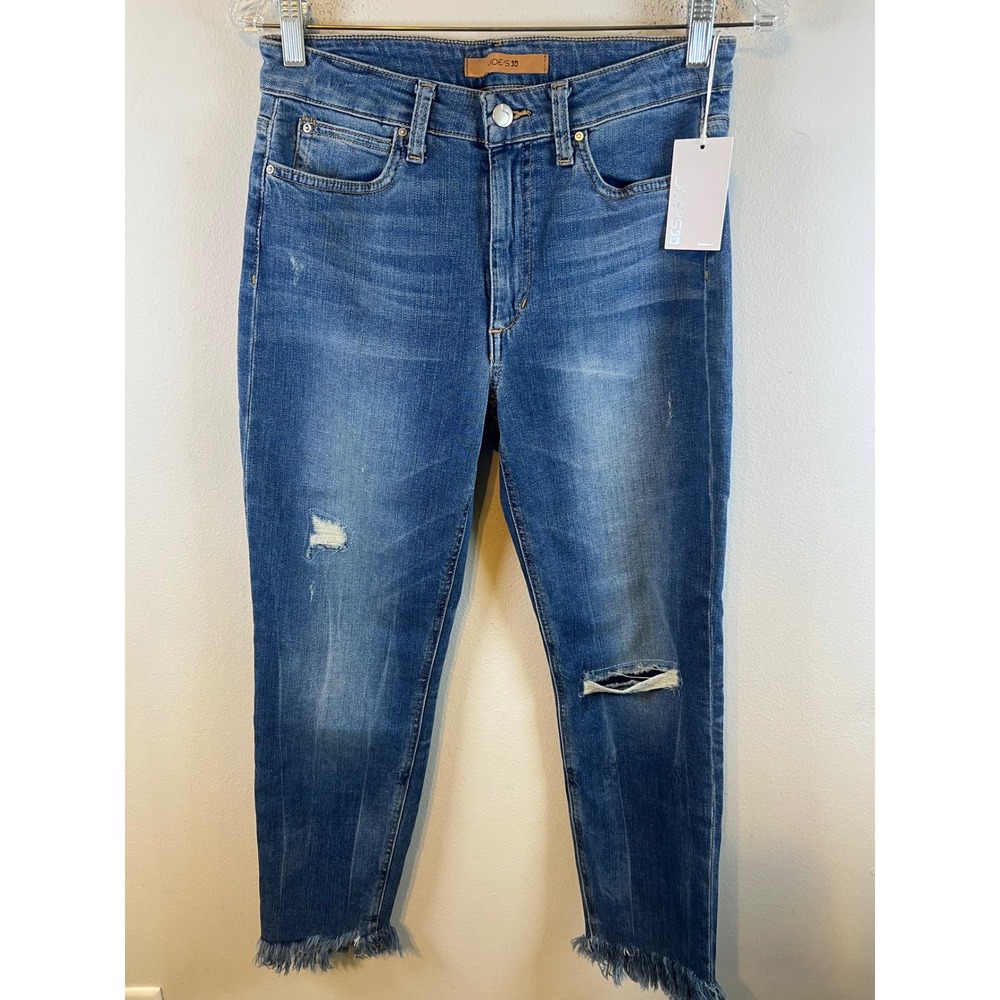 Joe's Jeans Womens The Charlie High Rise Skinny Crop Distressed Blue Size 29 NWT